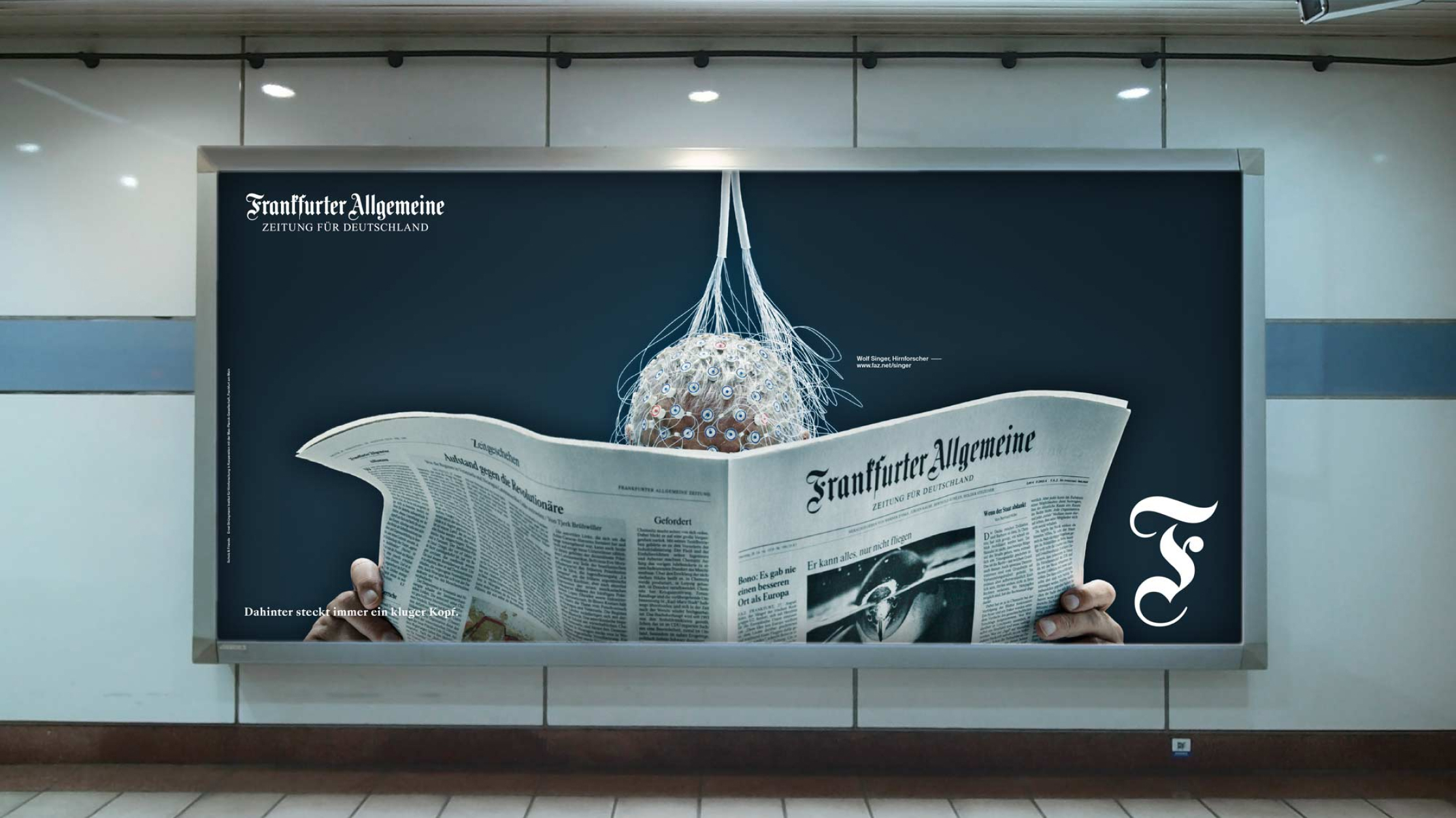 Photograph of Frankfurter Allgemeine in use on billboard