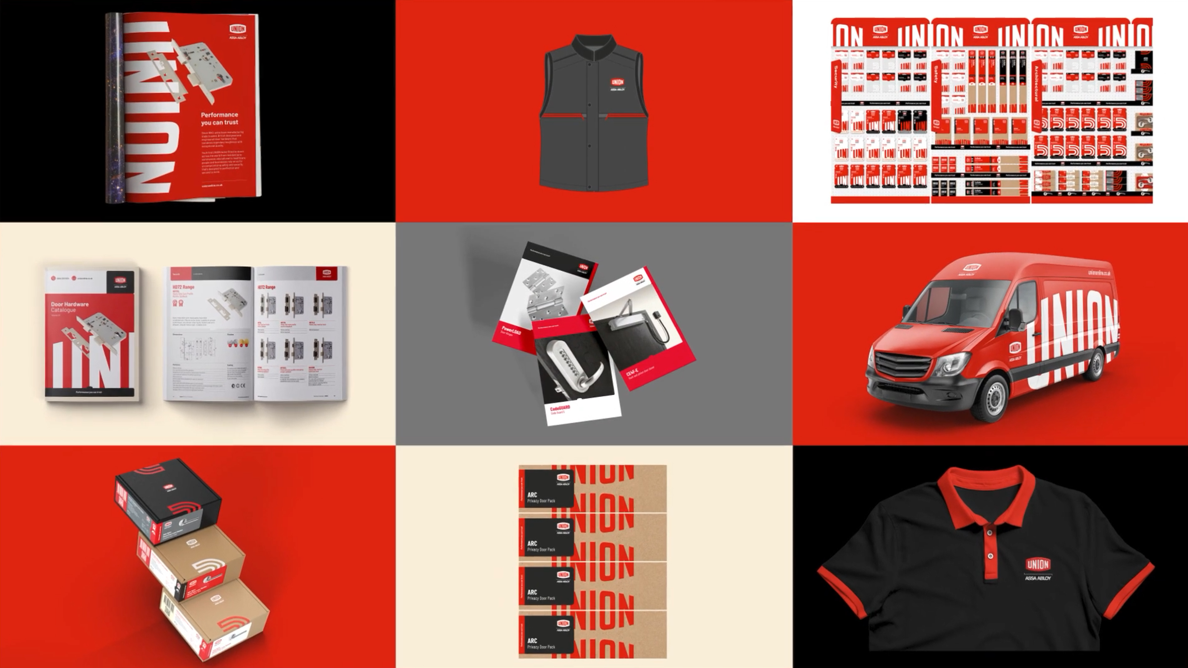 A range of printed material featuring the refined Union logo