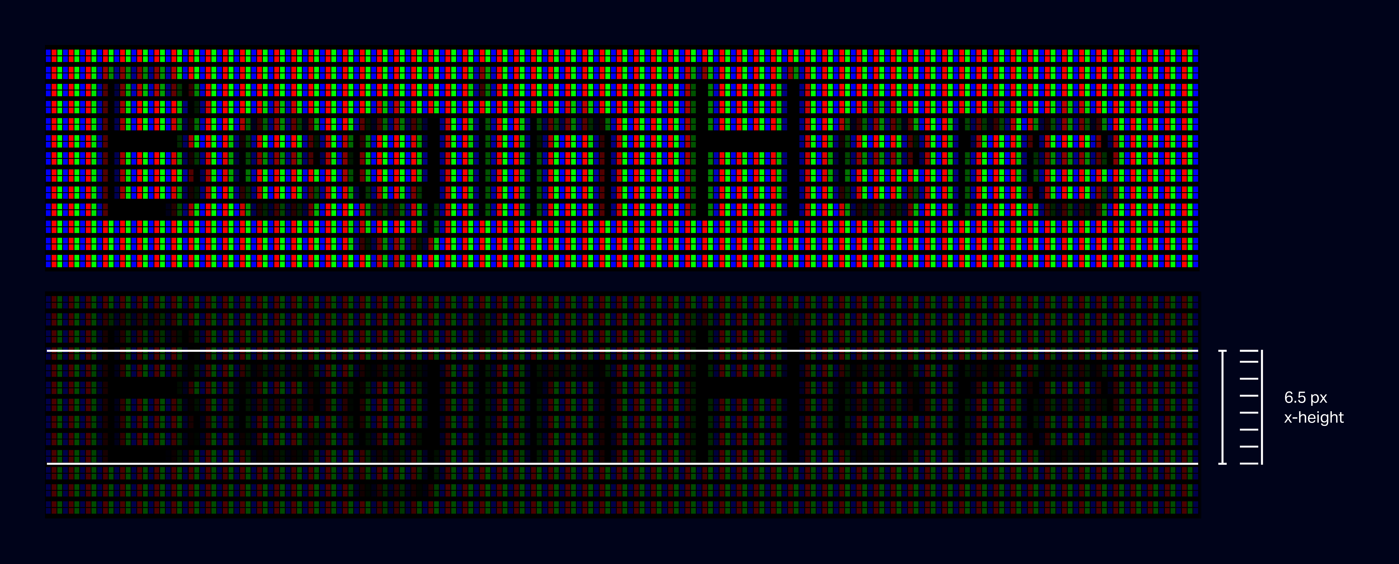 Magnification of an LCD monitor showing undefined heights and features without PixelFix